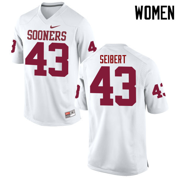 Women Oklahoma Sooners #43 Austin Seibert College Football Jerseys Game-White